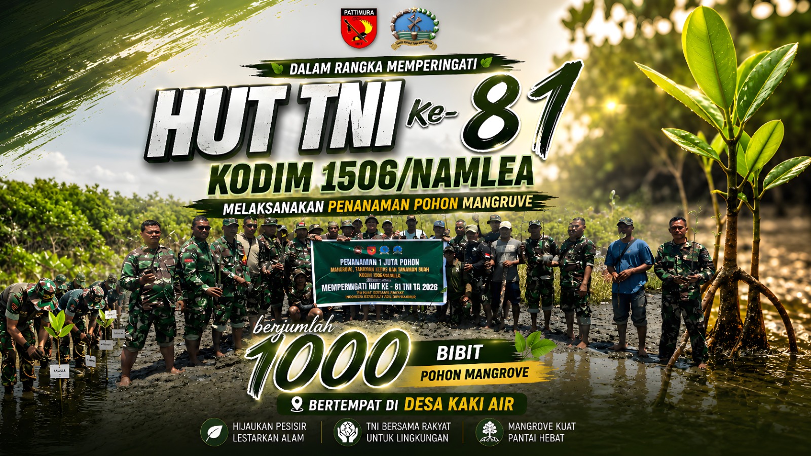 Dandim1506/Namlea Pimpin langsung Aksi Penghijauan Dengan Menanam 1.000 Bibit Mangrove